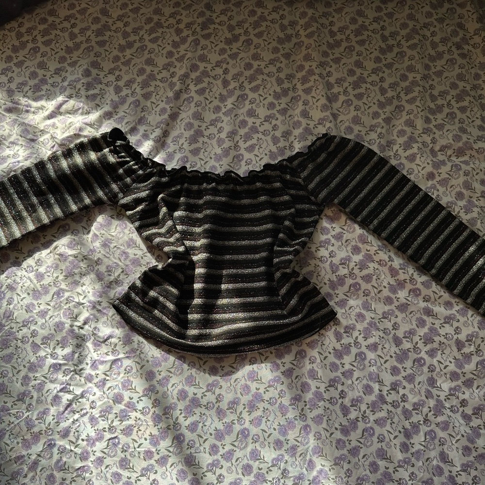 urban outfitters light before dark sparkle over the shoulder top